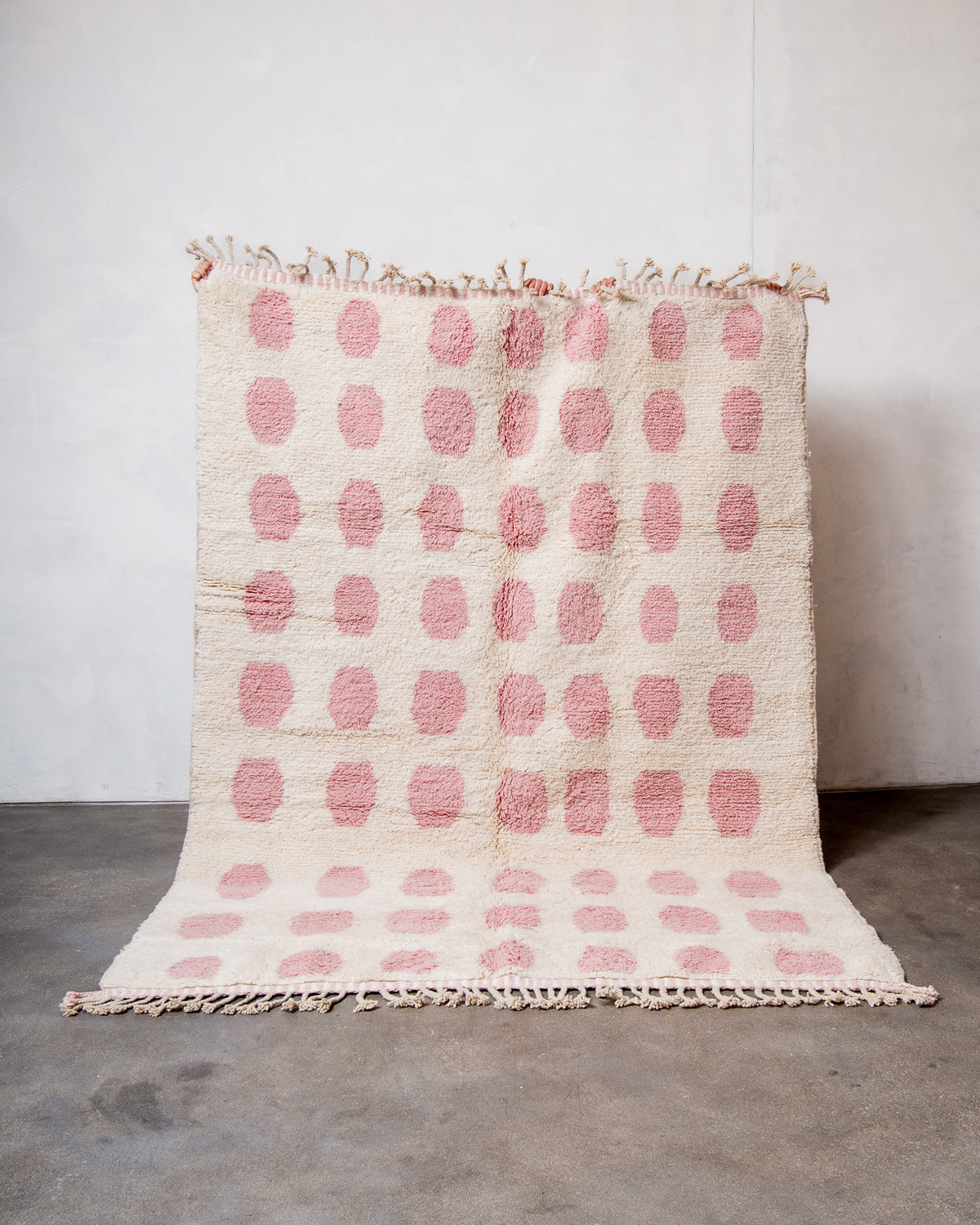 Modern, designer, handcrafted Berber rug from Morocco. Beniourain carpet with beautiful colours and patterns and fluffy wool texture.